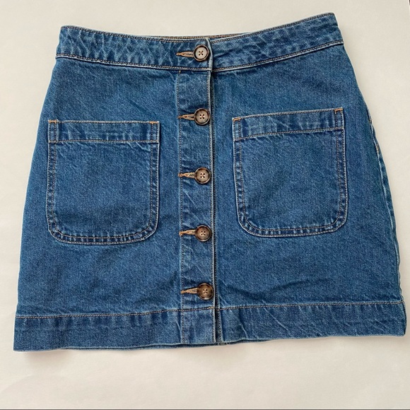 WE THE FREE Denim Jean Skirt button up Super High Rise Size 24 - 4 pockets - Picture 15 of 16